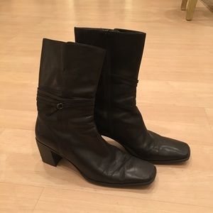 Nine West Black Leather Boots Women Size 10